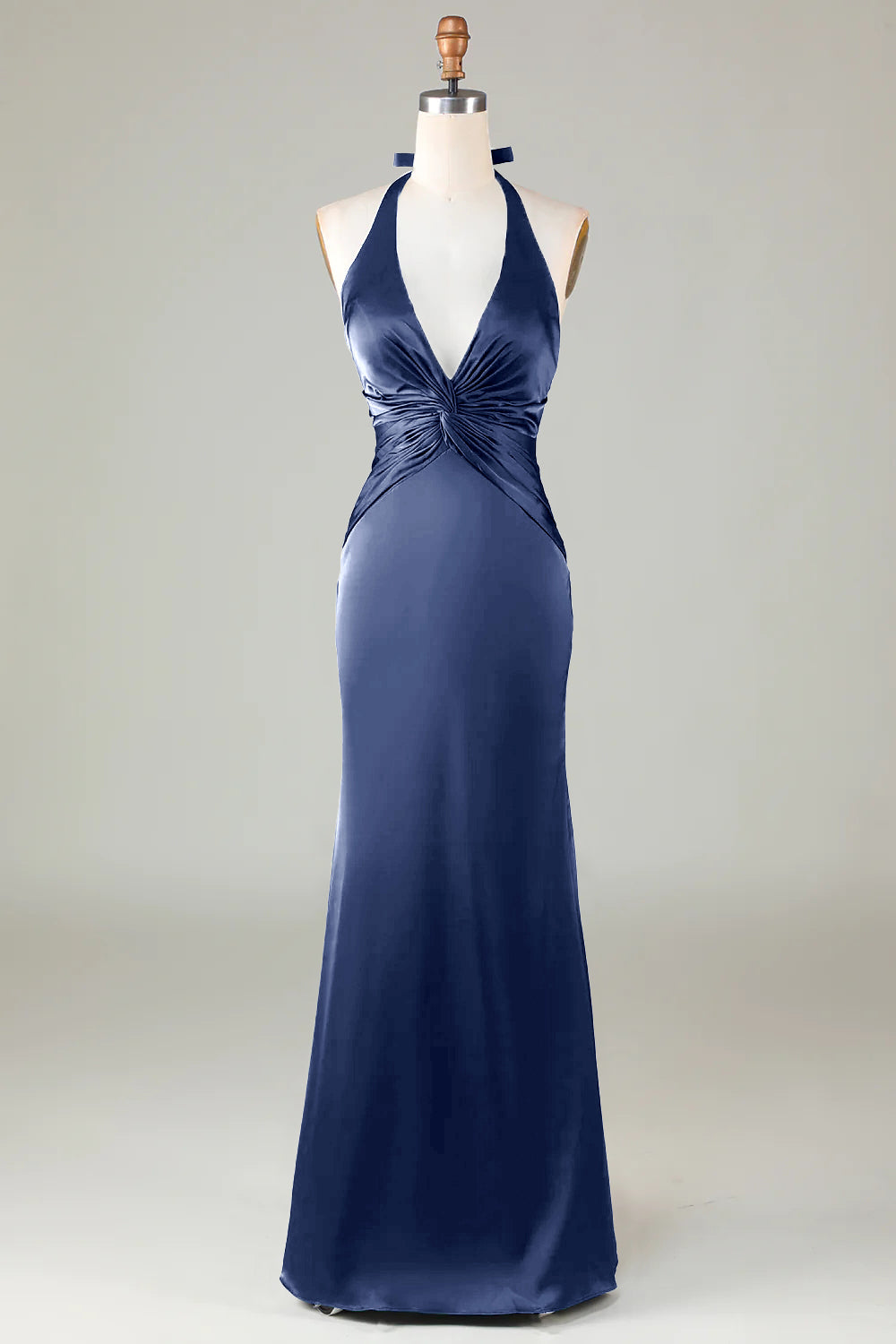 Mermaid Halter Vestido de dama de honor verde oscuro