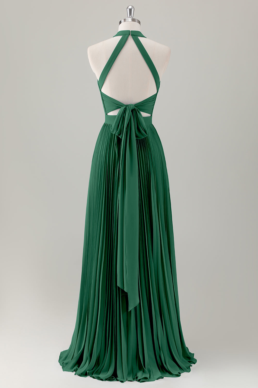 Vestido de dama de honor largo halter azul grisáceo con abertura