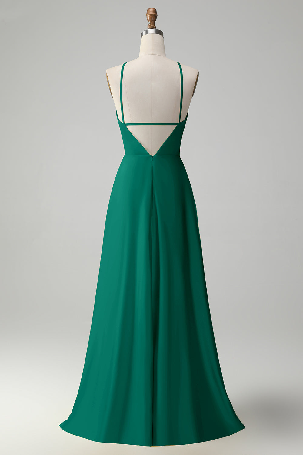Vestido largo de dama de honor recortado de una línea amarilla con flor