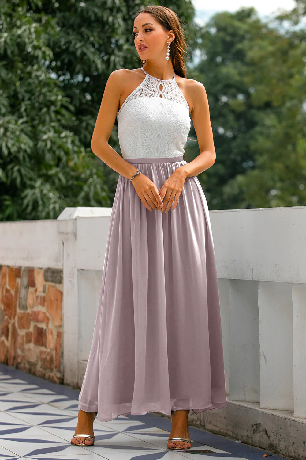 Vestido largo con espalda abierta Azul Marino Oscuro