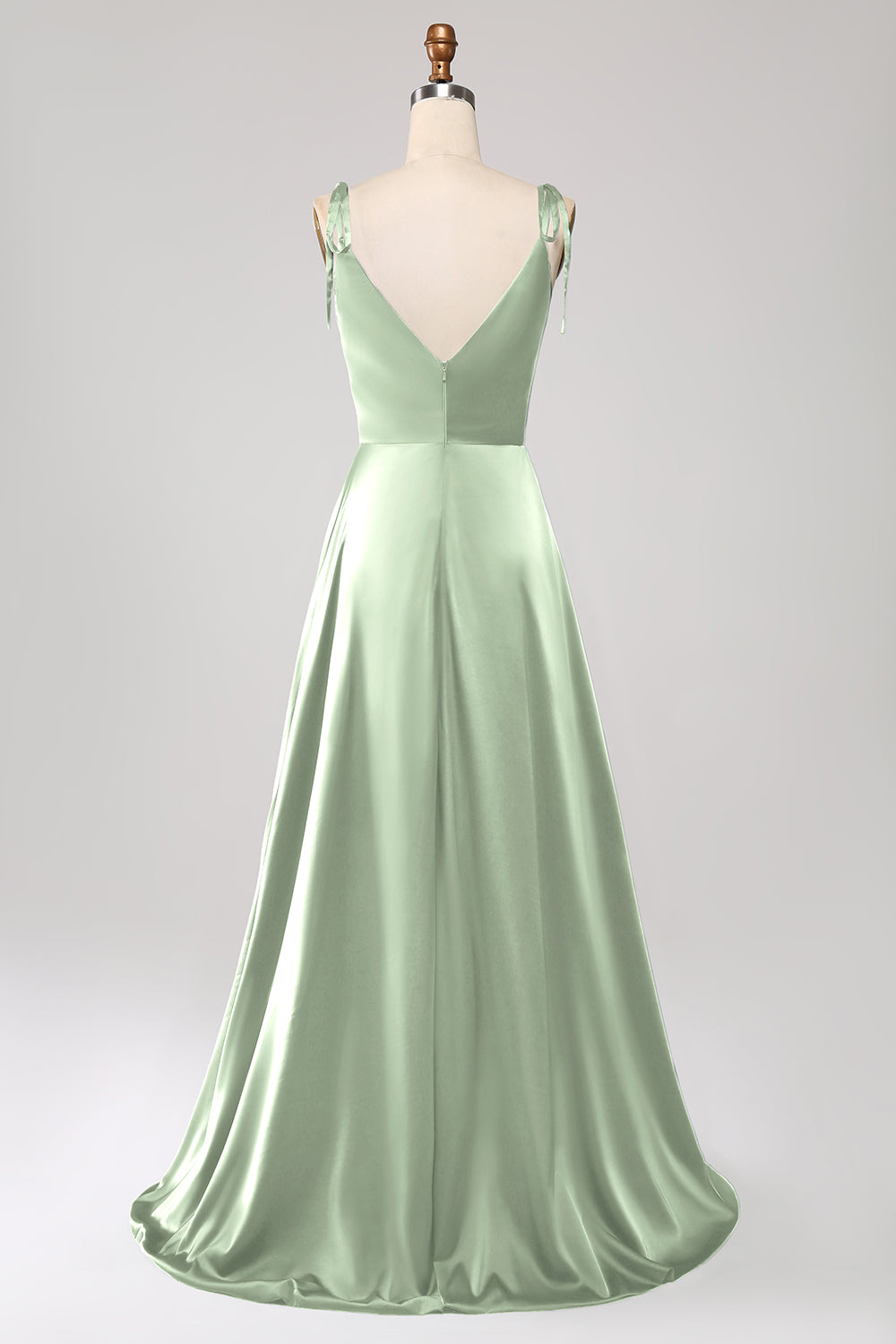Vestido de fiesta fruncido con tirantes finos rosa polvorienta simple con abertura