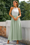 Vestido largo con espalda abierta gris