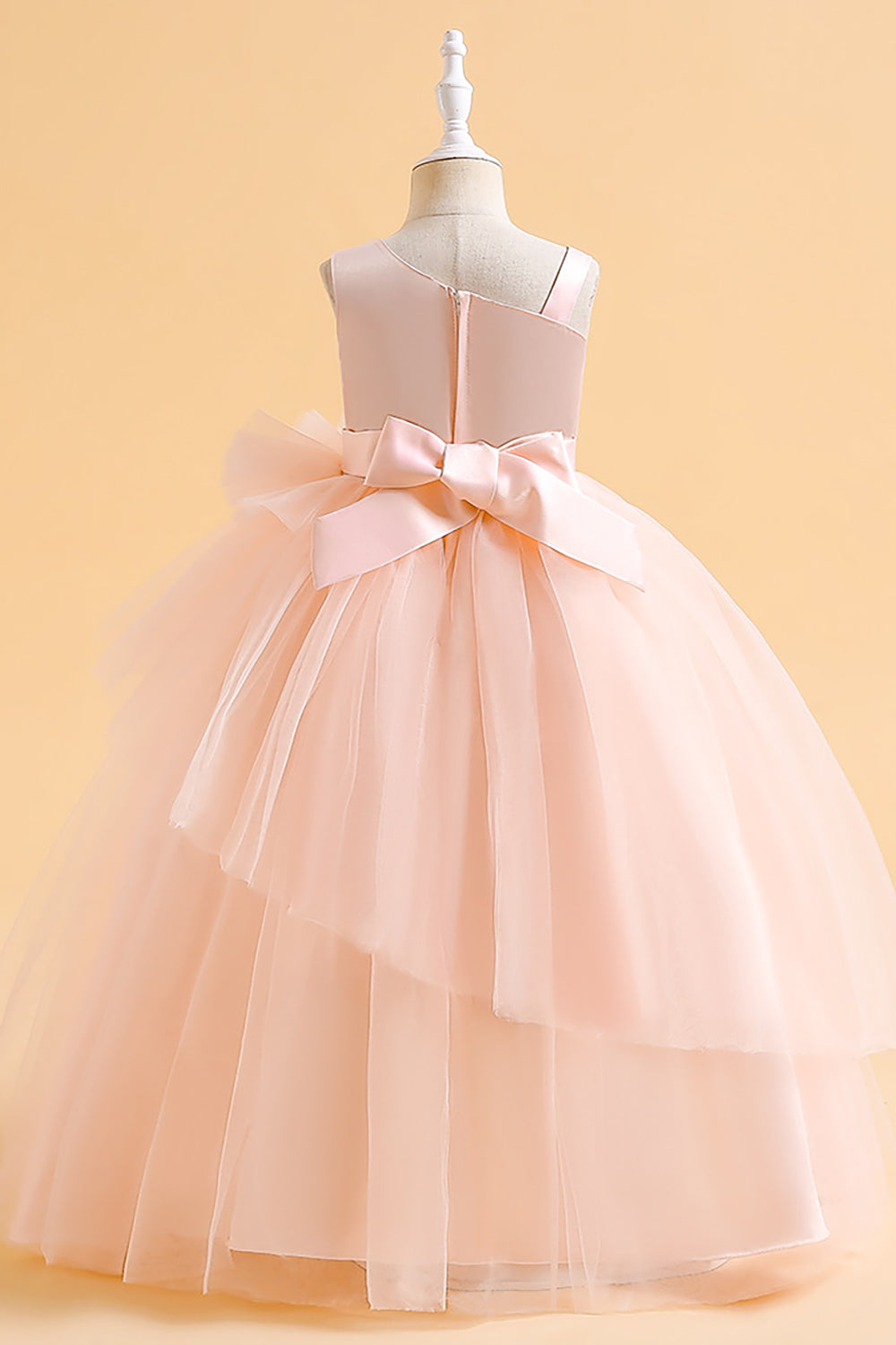 Vestido de niña sin mangas de línea A verde oscuro