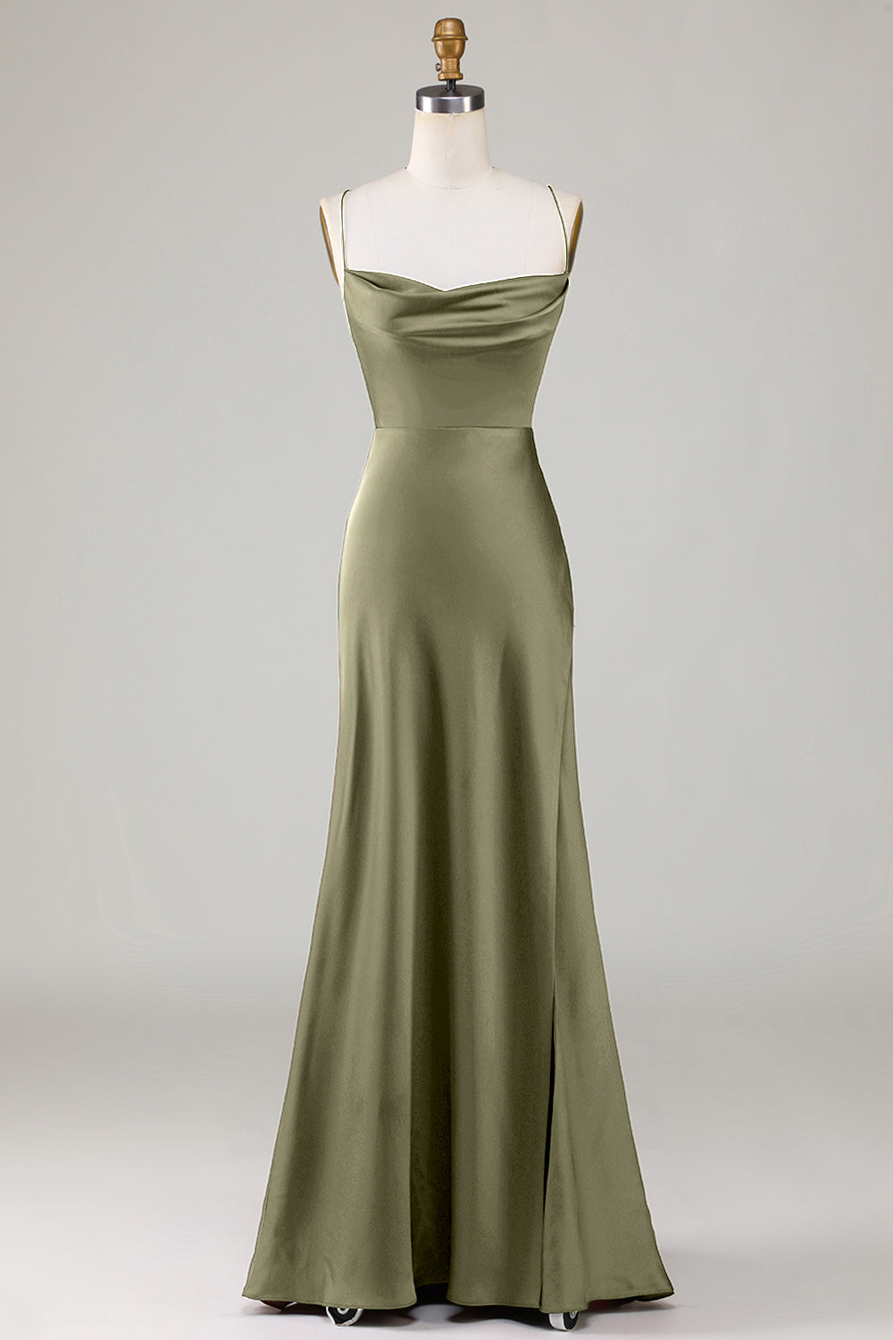 Vestido de Dama de Honor Eucalipto Tirantes de Espagueti