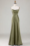 Vestido de Dama de Honor Eucalipto Tirantes de Espagueti