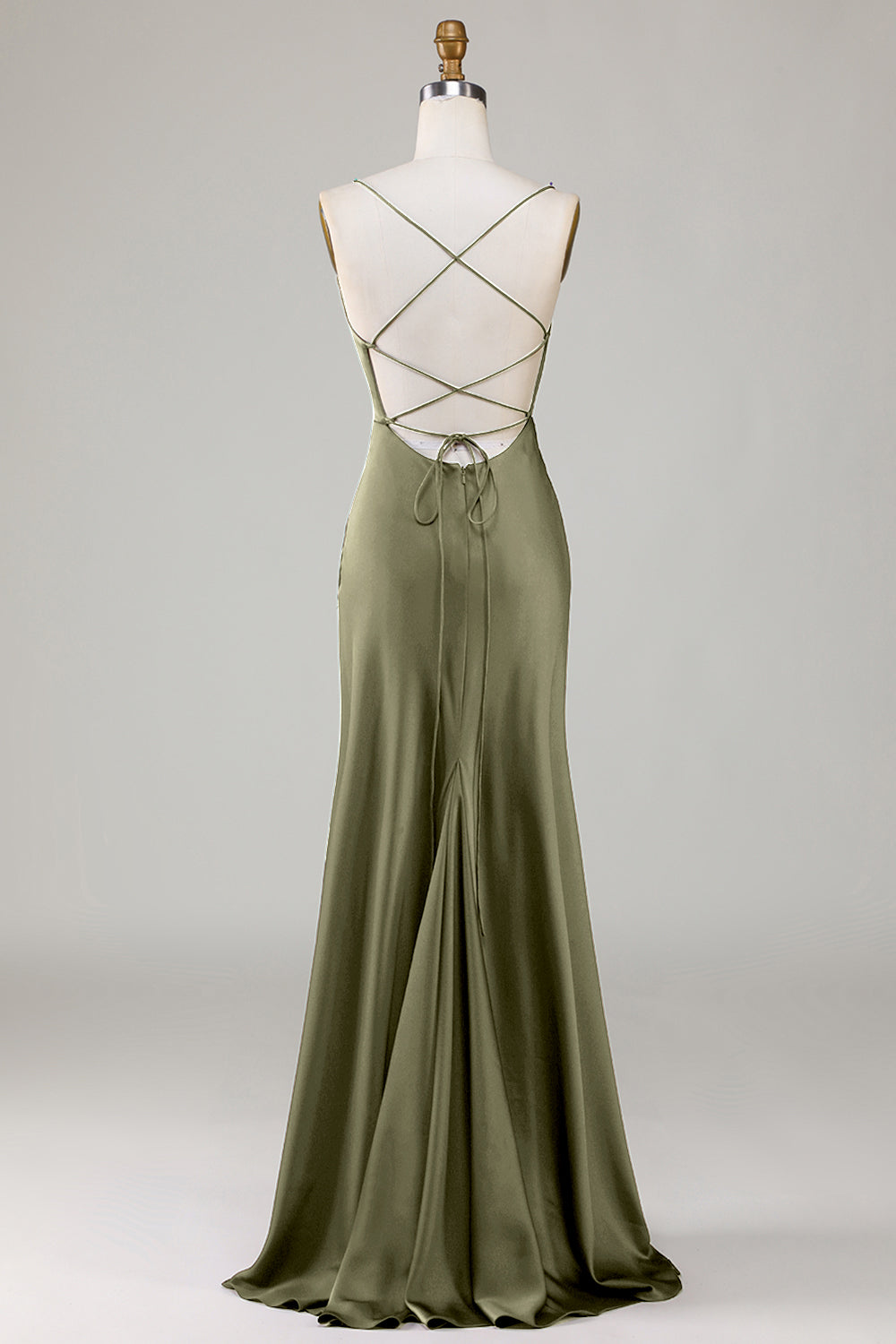 Vestido de Dama de Honor Eucalipto Tirantes de Espagueti