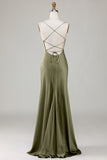 Vestido de Dama de Honor Eucalipto Tirantes de Espagueti