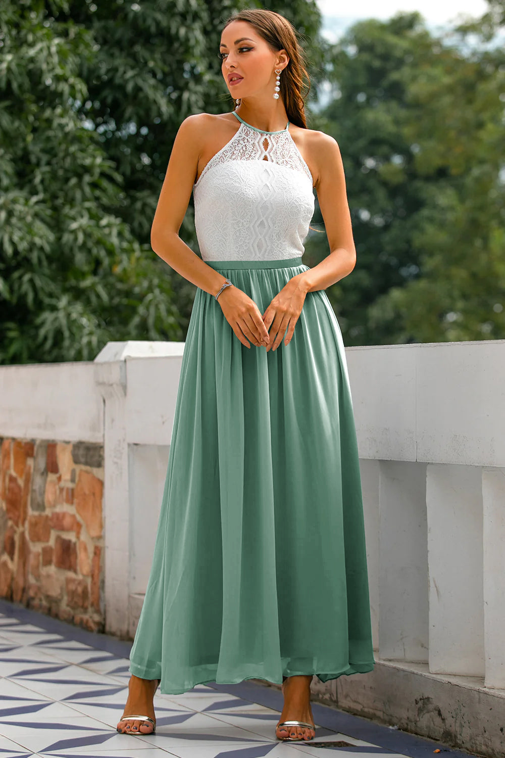 Vestido largo con espalda abierta Azul Marino Oscuro