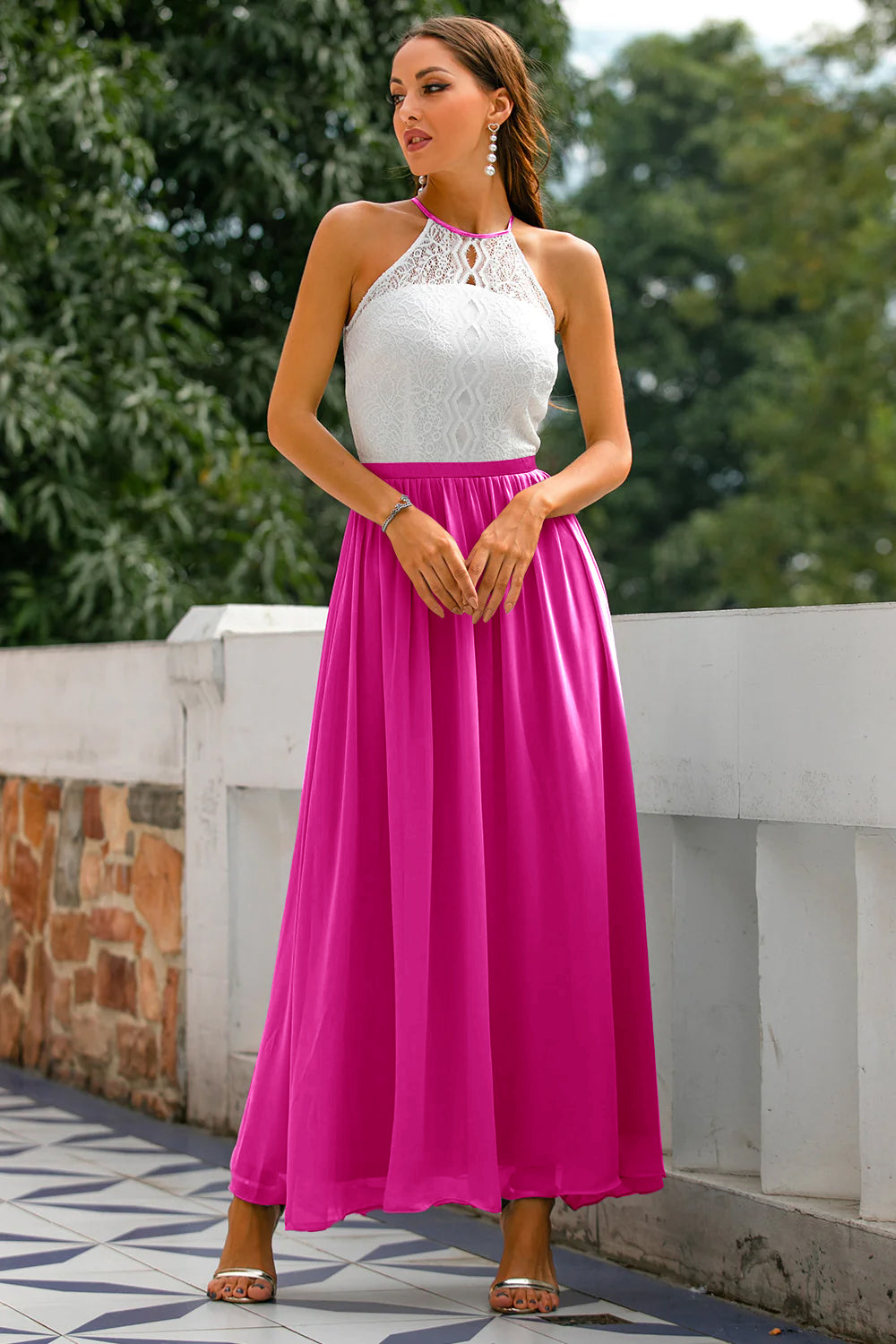 Vestido largo con espalda abierta Azul Marino Oscuro