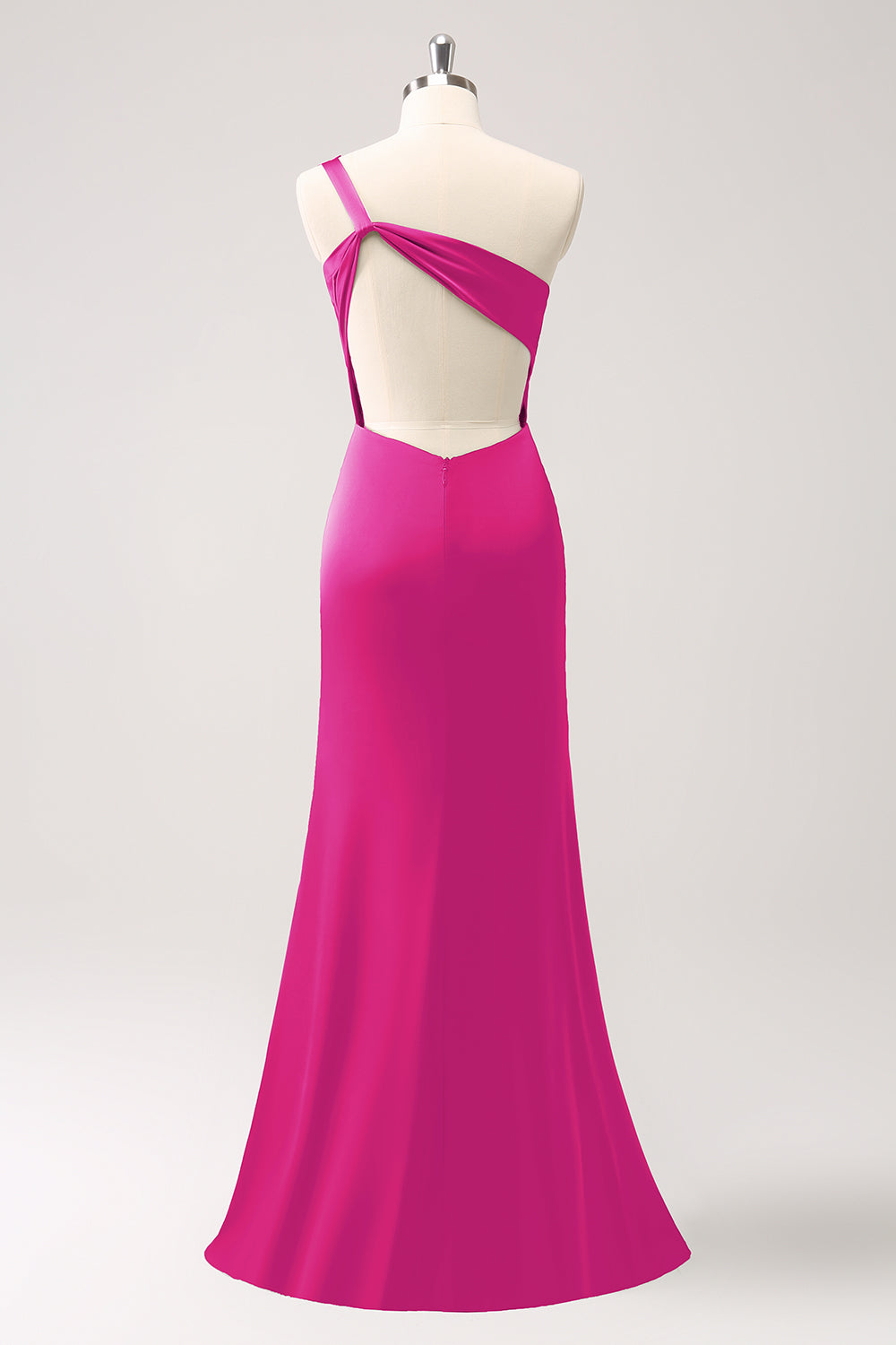 Vestido largo de dama de honor de satén de un hombro Salvia polvorienta