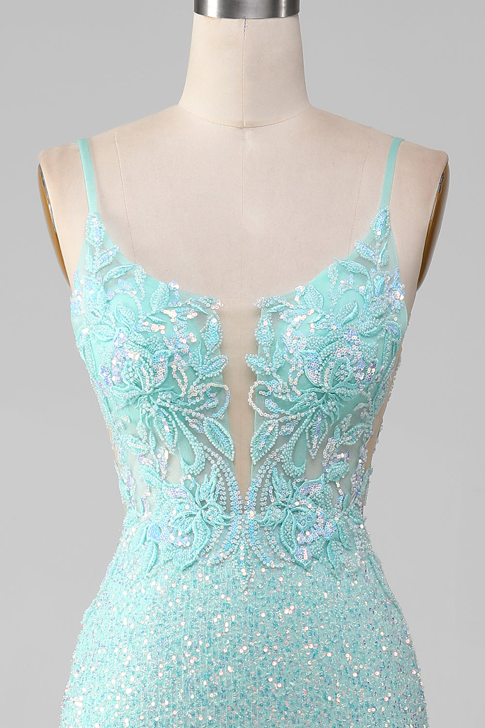 Vestido de fiesta de sirena brillante con lentejuelas con abertura