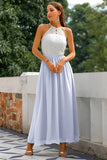 Vestido largo con espalda abierta Azul Marino Oscuro
