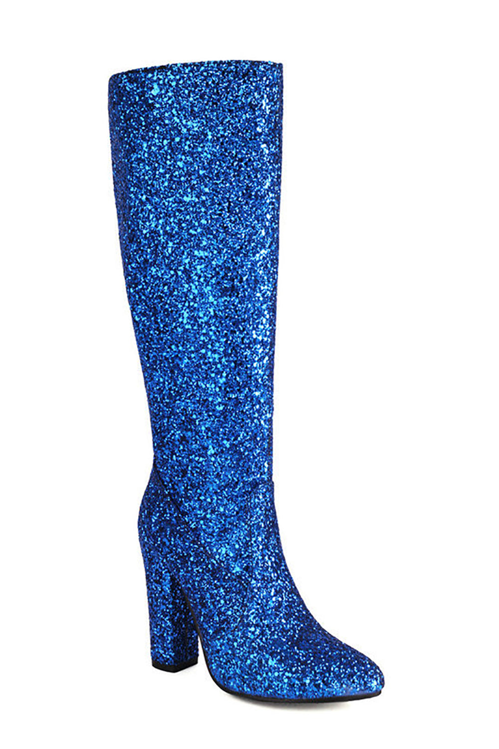 Botas vaqueras de tacón alto azul brillante
