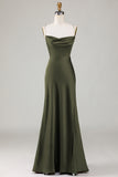 Vestido de Dama de Honor Eucalipto Tirantes de Espagueti