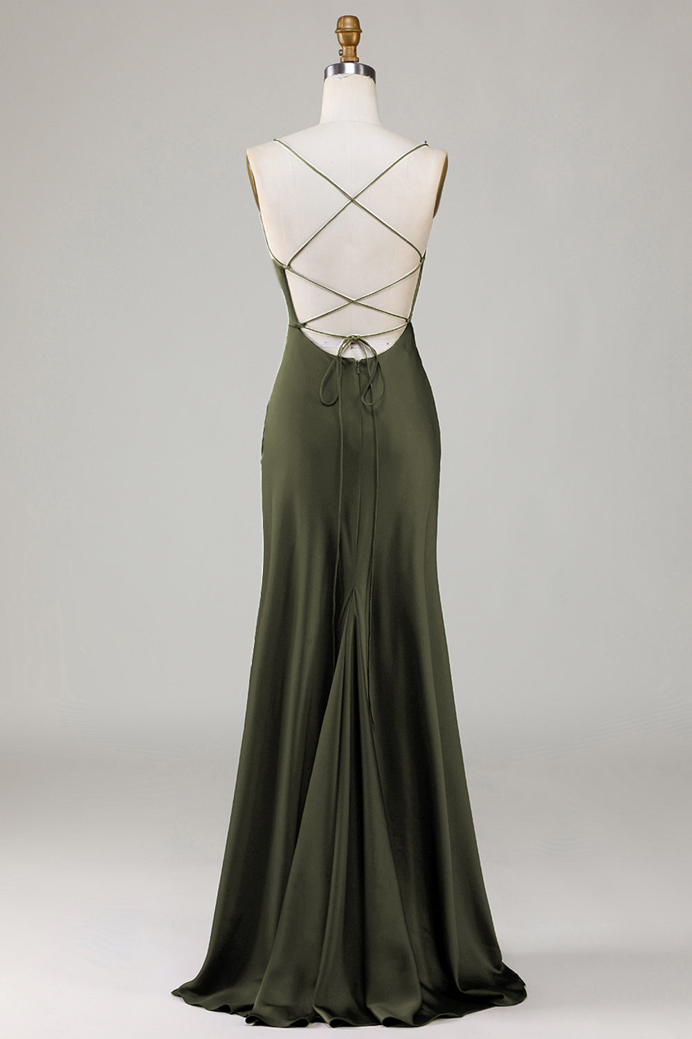 Vestido de Dama de Honor Eucalipto Tirantes de Espagueti