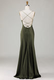 Vestido de Dama de Honor Eucalipto Tirantes de Espagueti