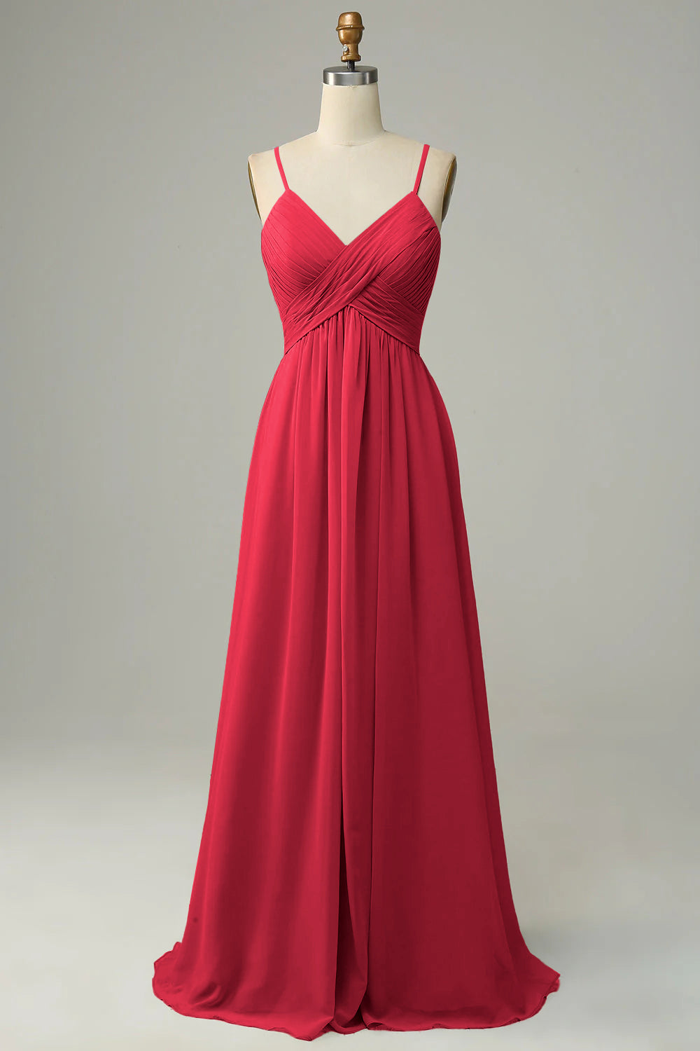 Tirantes de Espagueti Vestido de Dama de Honor Sin Mangas Rojo