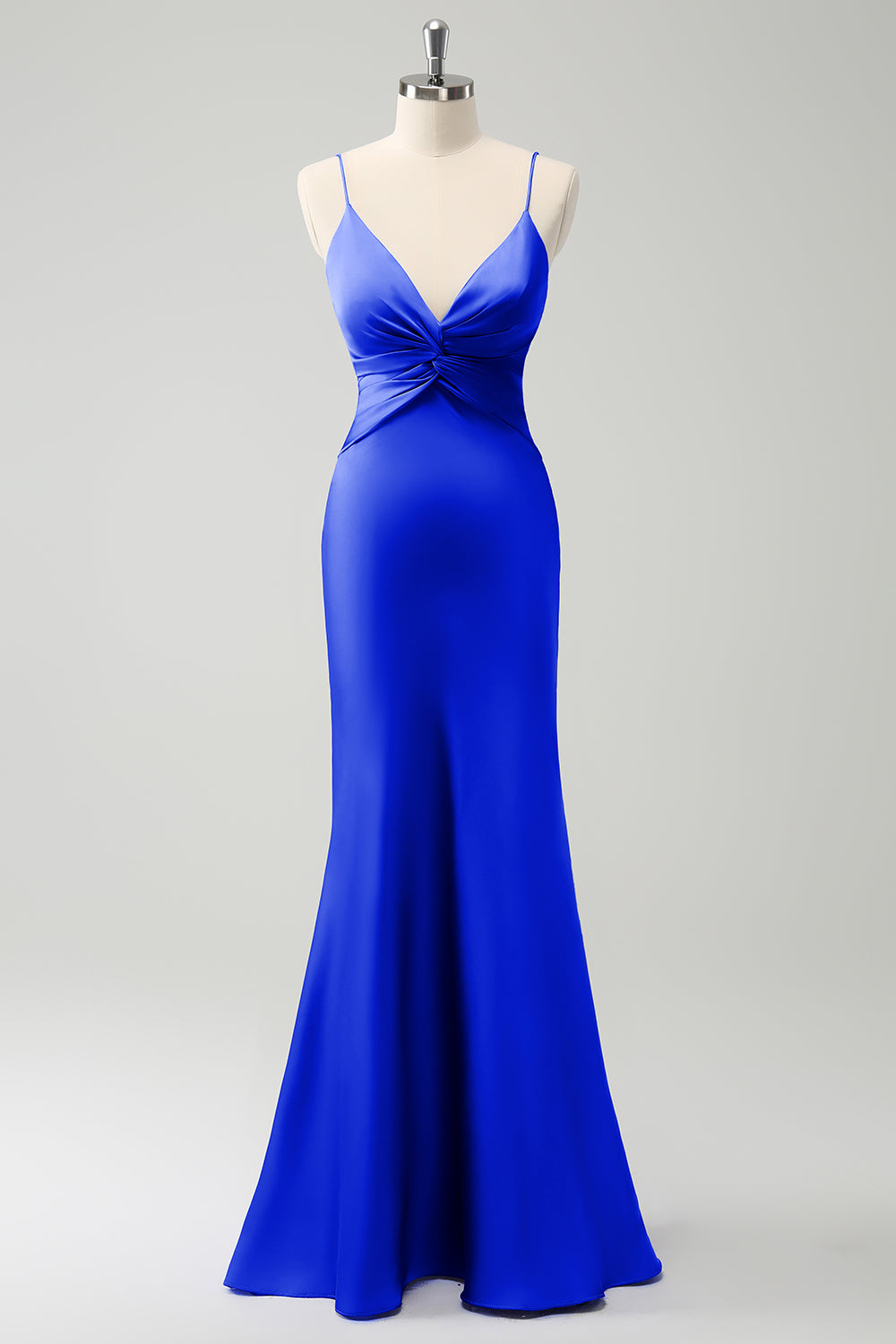 Vestido de dama de honor con tirantes de espagueti de sirena pavo real hueco en la parte delantera