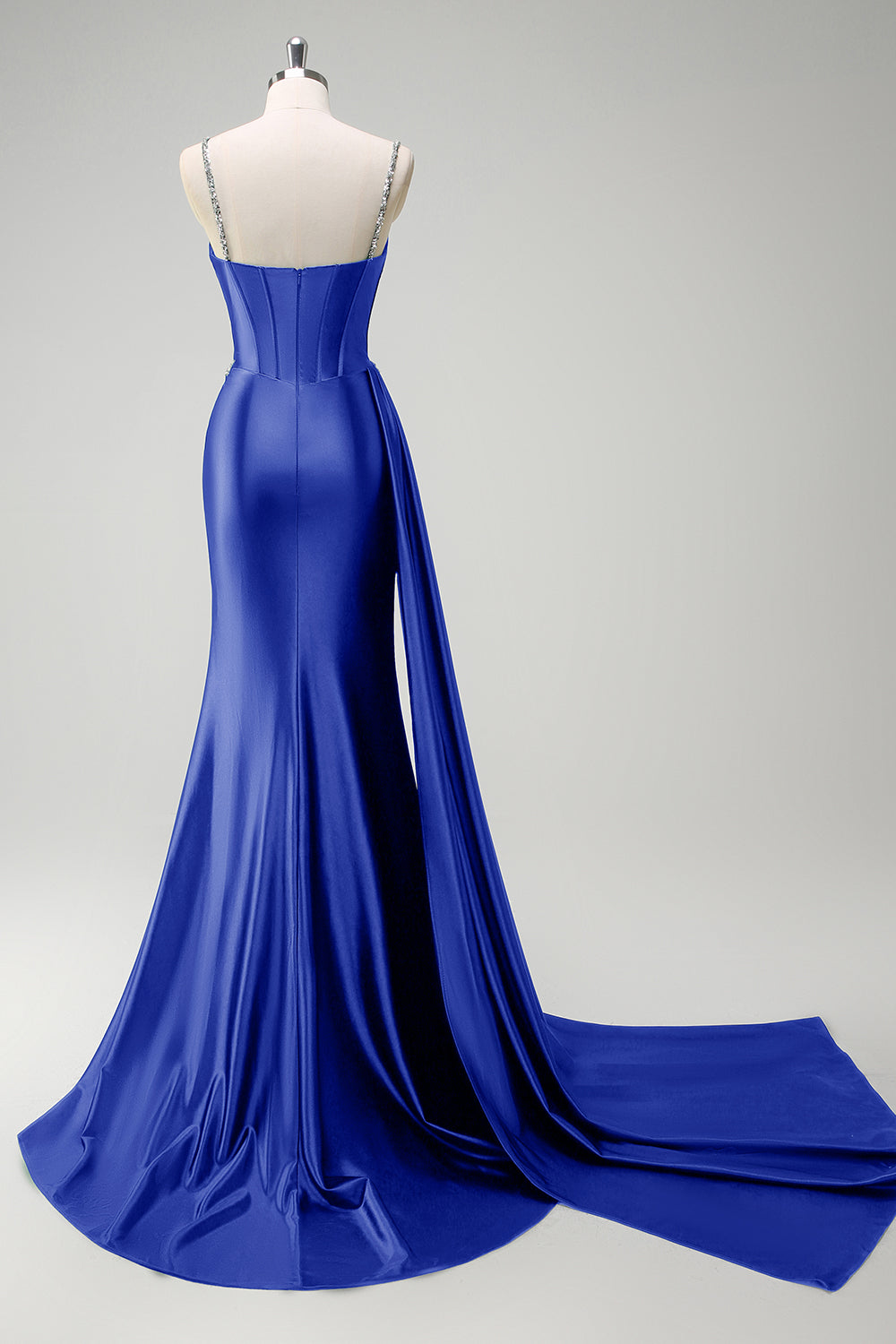 Vestido de fiesta de satén con corsé de lentejuelas con sirena verde oscuro brillante con abertura