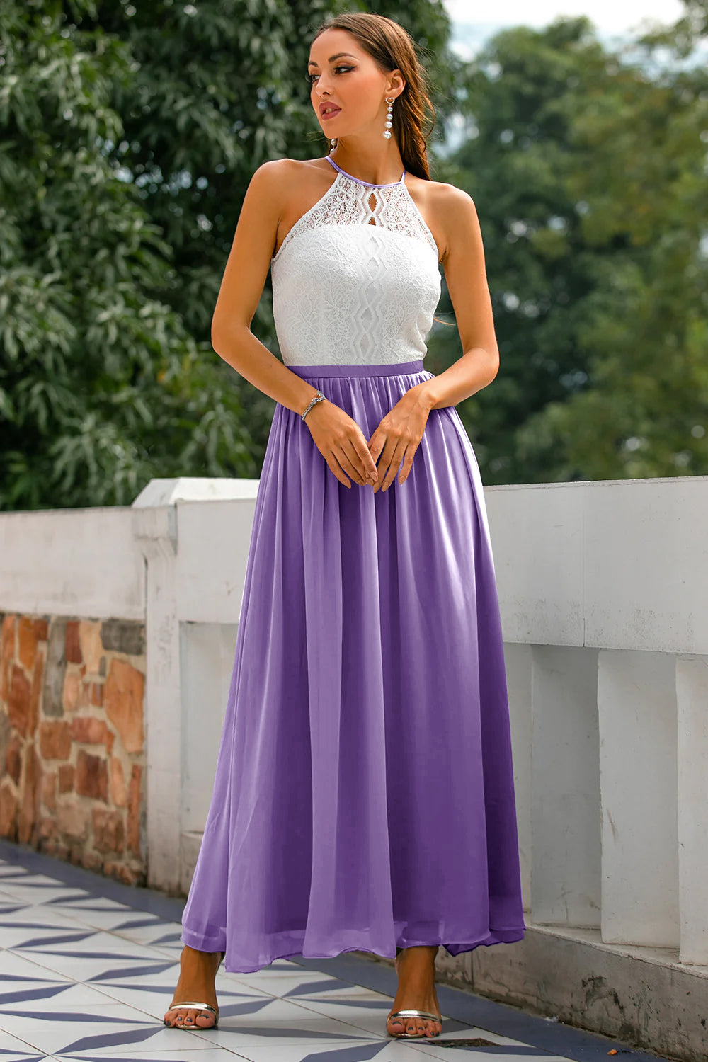 Vestido largo con espalda abierta Azul cielo