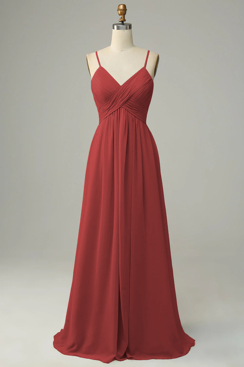 Tirantes de Espagueti Vestido de Dama de Honor Sin Mangas Gris acero