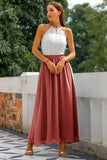 Vestido largo con espalda abierta Azul cielo