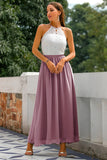 Vestido largo con espalda abierta Azul cielo