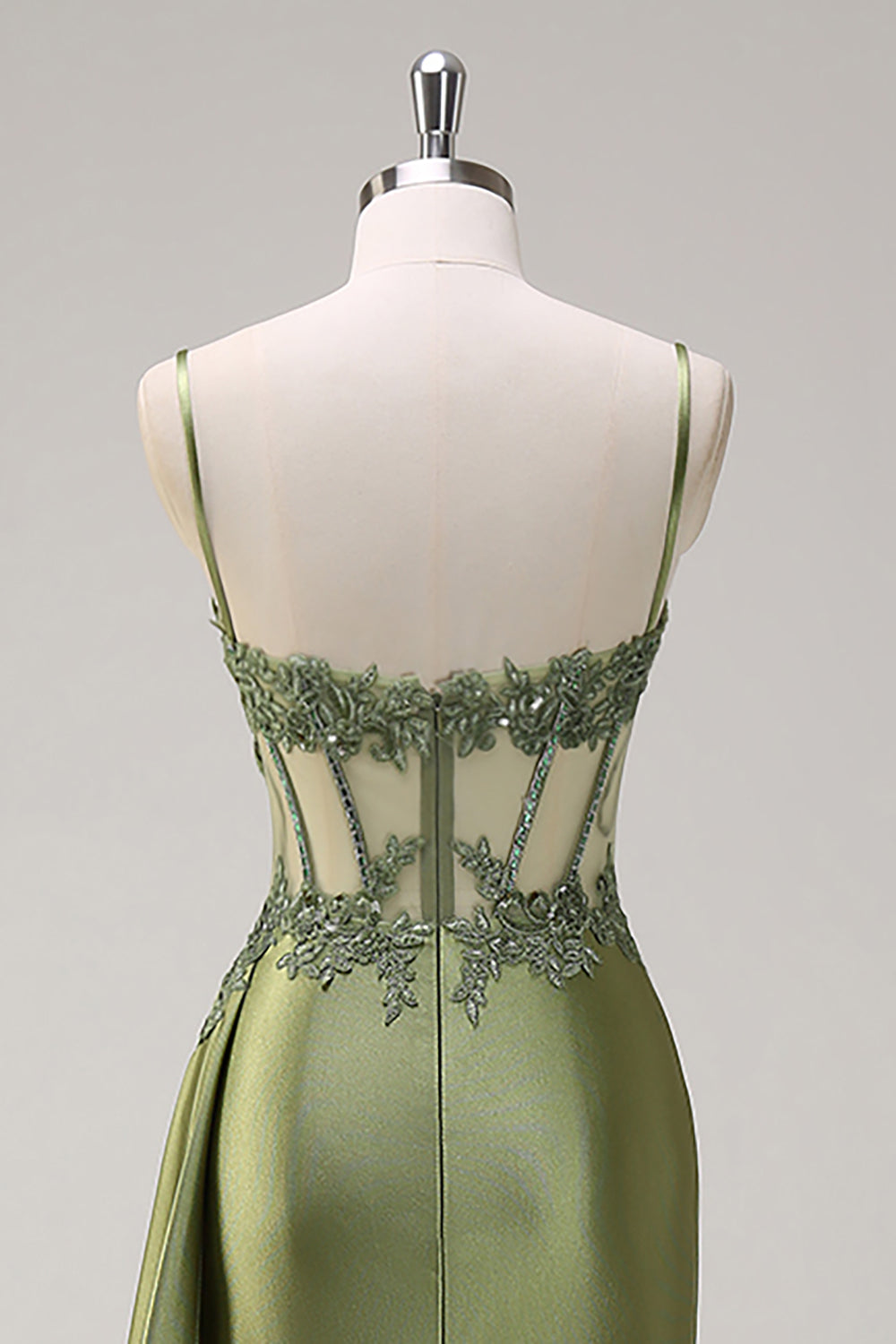 Vestido de fiesta largo de corsé largo plisado de sirena plateada con abertura