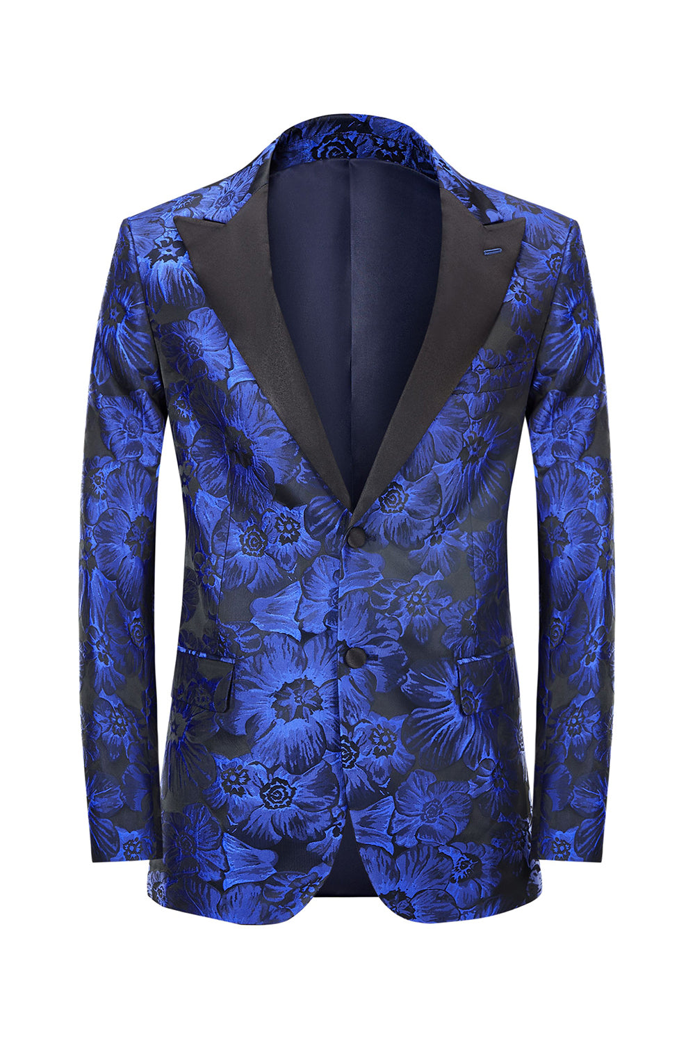 Solapa de Pico Jacquard Azul Real Un Solo Pecho Traje de Fiesta