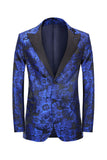 Solapa de Pico Jacquard Azul Real Un Solo Pecho Traje de Fiesta