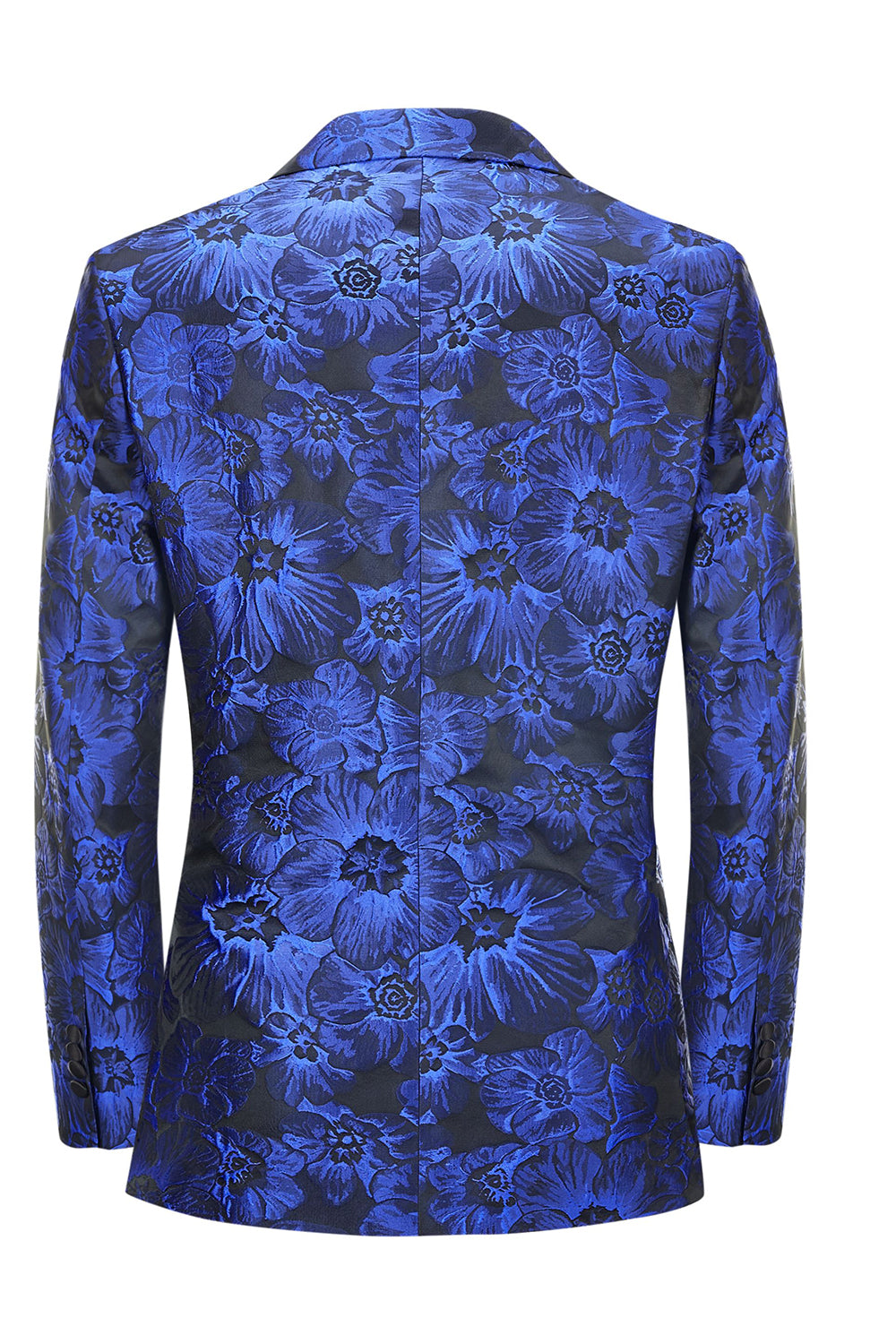 Solapa de Pico Jacquard Azul Real Un Solo Pecho Traje de Fiesta