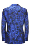 Solapa de Pico Jacquard Azul Real Un Solo Pecho Traje de Fiesta