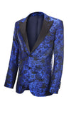 Solapa de Pico Jacquard Azul Real Un Solo Pecho Traje de Fiesta