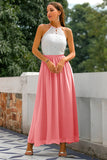 Vestido largo con espalda abierta Azul cielo