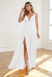 Vestido blanco de gasa de línea A simple