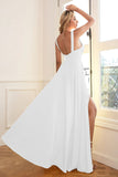Vestido blanco de gasa de línea A simple