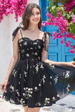 Vestido Corto de Cóctel Negro Escote A