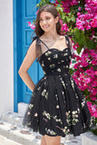 Vestido corto de cóctel gris azul escote A