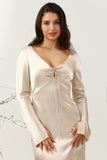 Cuello en V Champán Vestido de Dama de Honor