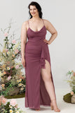 Tirantes de Espagueti  Long Plus Size Vestido formal con frente dividido
