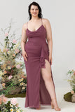 Tirantes de Espagueti  Long Plus Size Vestido formal con frente dividido