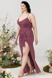 Tirantes de Espagueti  Long Plus Size Vestido formal con frente dividido