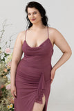 Tirantes de Espagueti  Long Plus Size Vestido formal con frente dividido