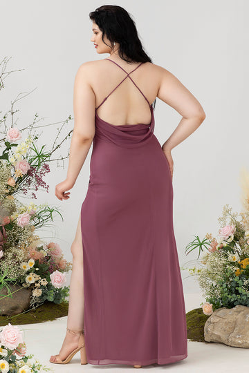 Tirantes de Espagueti  Long Plus Size Vestido formal con frente dividido