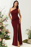 Um Hombro Rosa Desierto Vestido de Dama de Honor