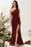 Um Hombro Rosa Desierto Vestido de Dama de Honor