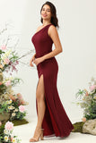 Um Hombro Rosa Desierto Vestido de Dama de Honor