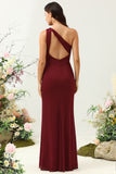 Um Hombro Rosa Desierto Vestido de Dama de Honor