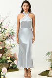 Halter Plata Vestido de Dama de Honor