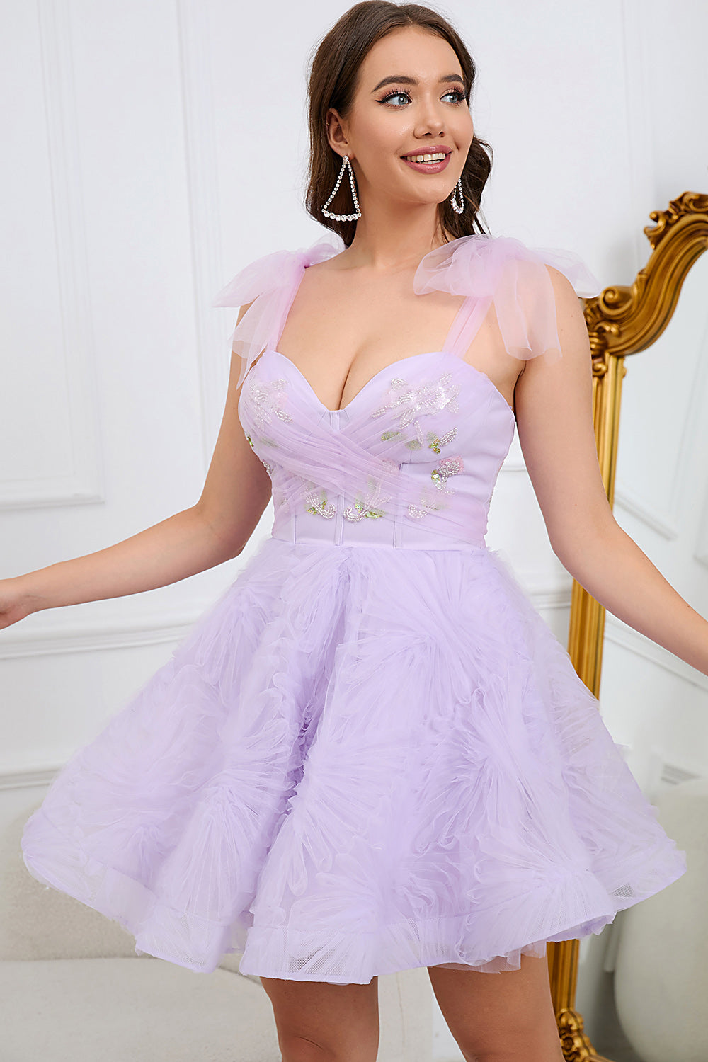 Escote Corazón Púrpura A Línea Vestido de Cóctel